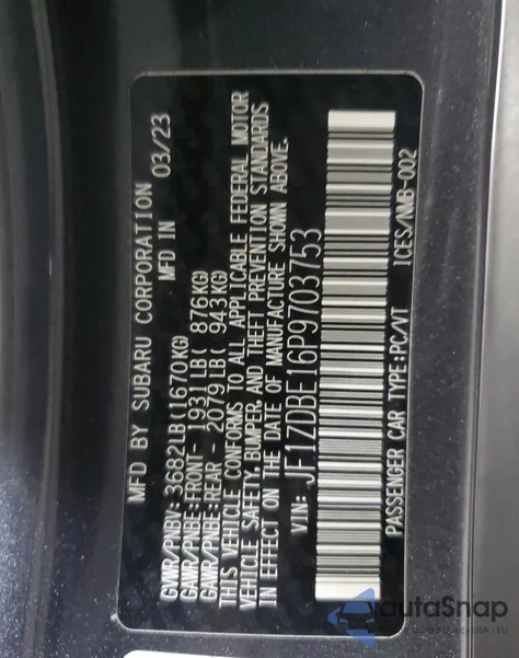 2023 Subaru Brz Limited z USA, uszkodzony, nr VIN JF1ZDBE16P9703753